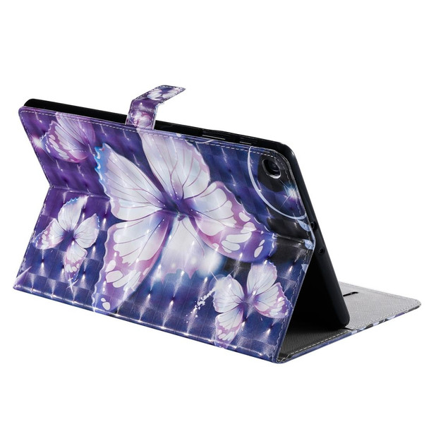 For Galaxy Tab A 10.1 (2019) 3D Colored Drawing Horizontal Flip Leatherette Case with Holder & Card Slots & Wallet (Purple Butterfly)