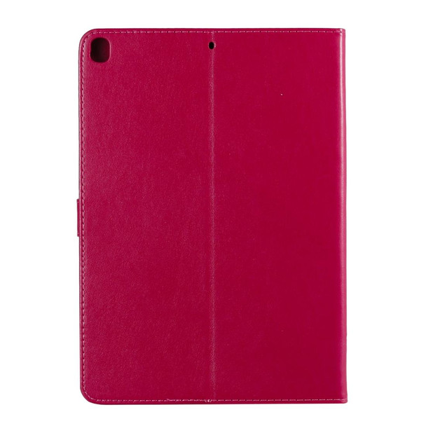 For iPad 10.2 / Pro 10.5 / Air 2019 Pressed Printing Cat and Tree Pattern Horizontal Flip Leatherette Case with Holder & Card Slots & Wallet(Rose Red)