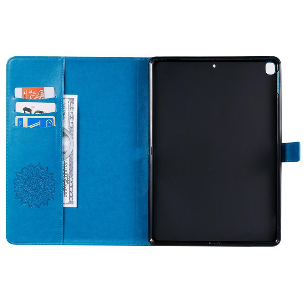 For iPad 10.2 / Pro 10.5 / Air 2019 Pressed Printing Sun Flower Pattern Horizontal Flip Leatherette Case with Holder & Card Slots & Wallet(Blue)