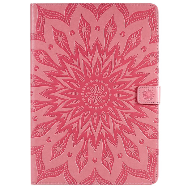 For iPad 10.2 / Pro 10.5 / Air 2019 Pressed Printing Sun Flower Pattern Horizontal Flip Leatherette Case with Holder & Card Slots & Wallet(Pink)