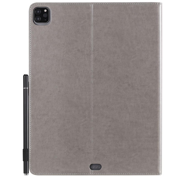 For iPad Pro 12.9 (2020) & (2018) Cat Bee Embossing Pattern Horizontal Flip Leatherette Tablet Case with Holder & Card Slots & Wallet & Pen Slot(Grey)