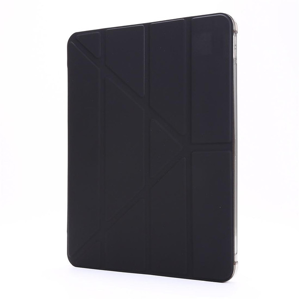 For iPad Pro 12.9 (2020/2018) Multi-folding Horizontal Flip PU Leatherette + Shockproof TPU Case with Holder & Pen Slot(Black)