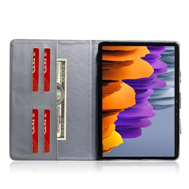 For Samsung Galaxy Tab S7 T870 (2020) 3D Colored Drawing Horizontal Flip Leatherette Case with Holder & Card Slot & Wallet & Handle(Pug)