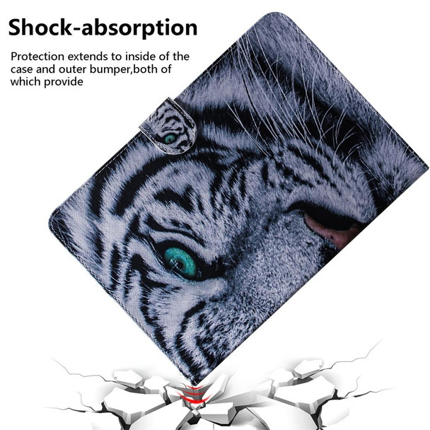 For Samsung Galaxy Tab S7 T870 (2020) 3D Colored Drawing Horizontal Flip Leatherette Case with Holder & Card Slot & Wallet(Tiger)