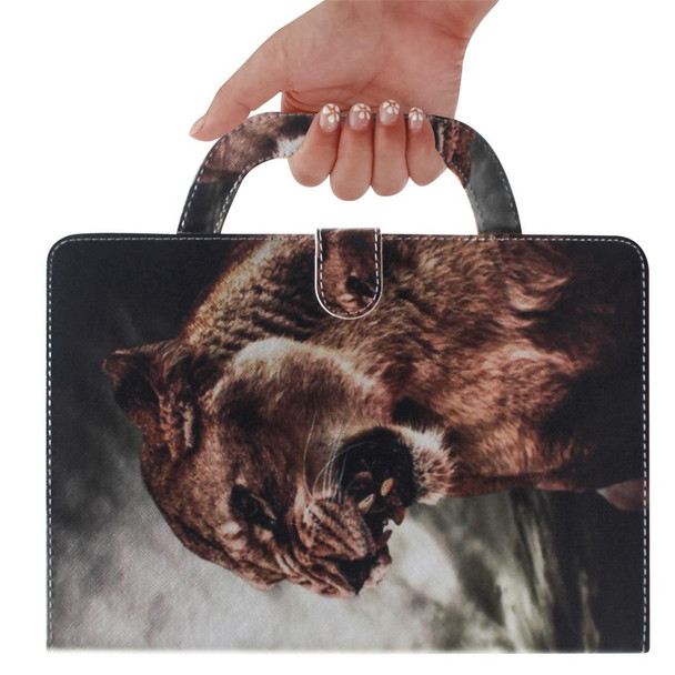 For Samsung Galaxy Tab S7 T870 (2020) 3D Colored Drawing Horizontal Flip Leatherette Case with Holder & Card Slot & Wallet & Handle(Lion)