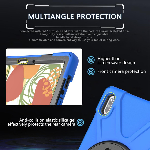 For Huawei MatePad 10.4 Shockproof Colorful Silicone + PC Protective Case with Holder & Hand Grip Strap(Blue)