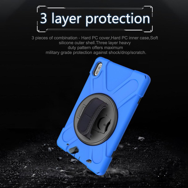 For Huawei MatePad 10.4 Shockproof Colorful Silicone + PC Protective Case with Holder & Hand Grip Strap(Blue)