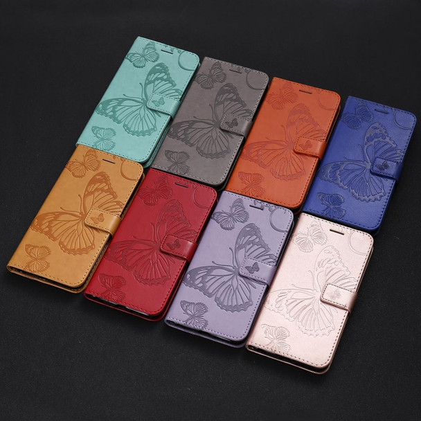 For iPhone 12 / 12 Pro 3D Butterfly Embossed Pattern Horizontal Flip Leatherette Case with Holder & Card Slot & Wallet & Lanyard(Orange)