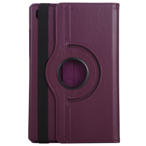 For Samsung Galaxy Tab A7 T500 Litchi Texture Horizontal Flip 360 Degrees Rotation Leatherette Case with Holder(Purple)