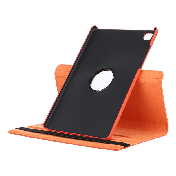 For Samsung Galaxy Tab A7 T500 Litchi Texture Horizontal Flip 360 Degrees Rotation Leatherette Case with Holder(Orange)