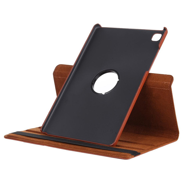 For Samsung Galaxy Tab A7 T500 Litchi Texture Horizontal Flip 360 Degrees Rotation Leatherette Case with Holder(Brown)