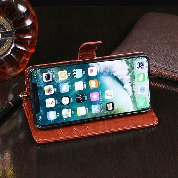 For iPhone XS dewei Crazy Horse Texture Horizontal Flip Leatherette Case with Holder & Card Slots & Wallet(Blue)