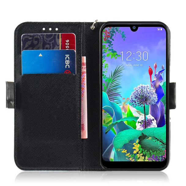 3D Painting Peacock Wreath Pattern Coloured Drawing Horizontal Flip Leatherette Case for LG Q60, with Holder & Card Slots & Wallet