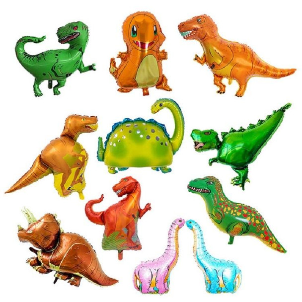 2 PCS Dinosaur Modeling Aluminum Foil Balloon Children Birthday Decoration Party Supplies Toy, Size:Large, Style:Green Tyrannosaurus