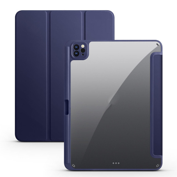 Acrylic 3-folding Smart Leatherette Tablet Case For iPad  Air 2022/2020/Pro 11 2021/2020/2018(Dark Blue)