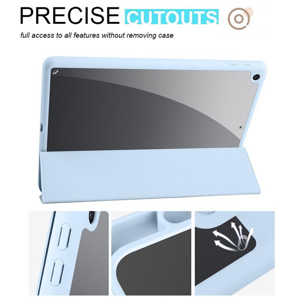 Acrylic 3-folding Smart Leatherette Tablet Case For iPad 9.7 2018/2017(Sky Blue)