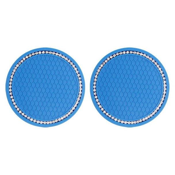 2 PCS Car Diamond Anti-skid Soft Rubber Water Cup Mat(Blue)