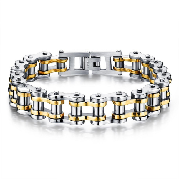 OPK Titanium Steel Rock Personality Chain Bracelet, Chain Length: 21.5cm(Steel Gold)