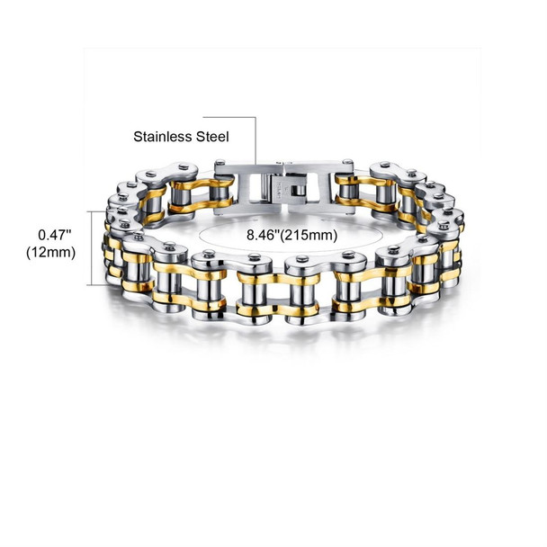 OPK Titanium Steel Rock Personality Chain Bracelet, Chain Length: 21.5cm(Steel Gold)