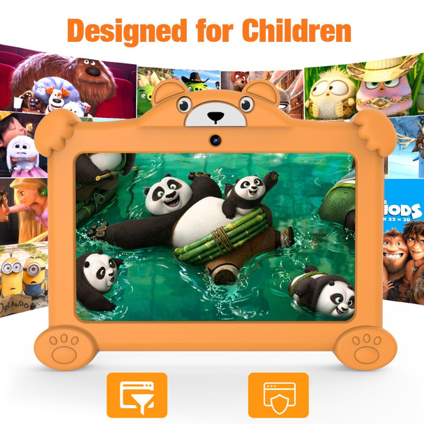 Pritom K7 Pro Panda Kids Tablet PC, 7.0 inch, 2GB+32GB, Android 11 Allwinner A100 Quad Core CPU, Support 2.4G WiFi & WiFi 6, Global Version with Google Play, US Plug (Blue)