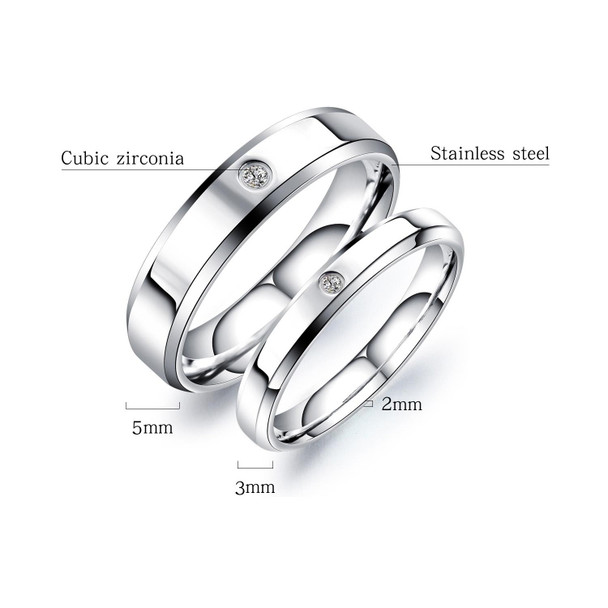 655 Inlaid Diamond Titanium Steel Couple Ring Simple Single Diamond Ring, Size: Women Style 6