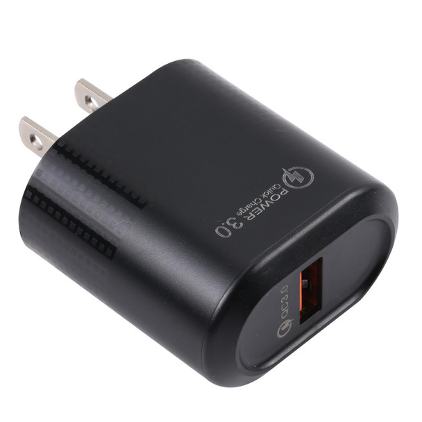 LZ-2117 18W QC3.0 3.1A USB Fast Charger, US Plug (Black)