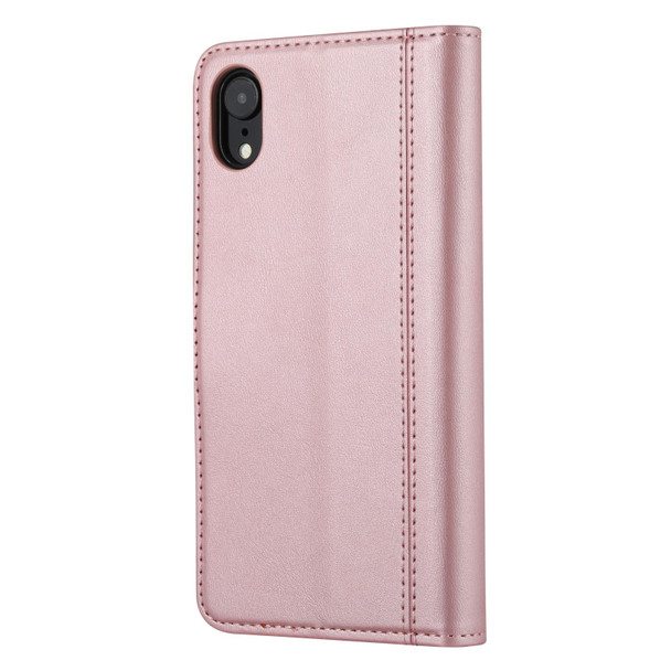 Calf Texture Double Fold Clasp Horizontal Flip Leatherette Case with Photo Frame & Holder & Card Slots & Wallet - iPhone XR(Rose Gold)