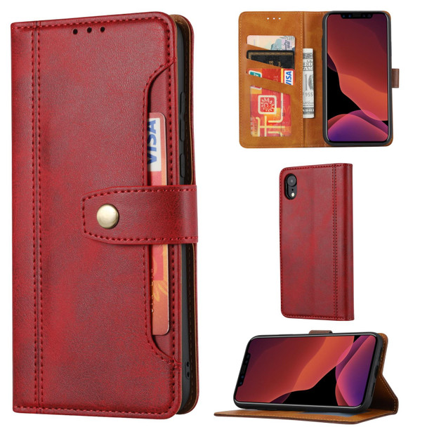 Calf Texture Double Fold Clasp Horizontal Flip Leatherette Case with Photo Frame & Holder & Card Slots & Wallet - iPhone XR(Red)