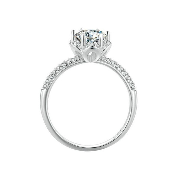 MSR017 Sterling Silver S925 White Gold Plated Moissanite Ring(No.7)