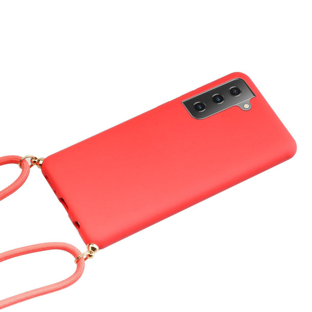 For Samsung Galaxy A34 5G Wheat Straw Material + TPU Phone Case with Lanyard(Red)