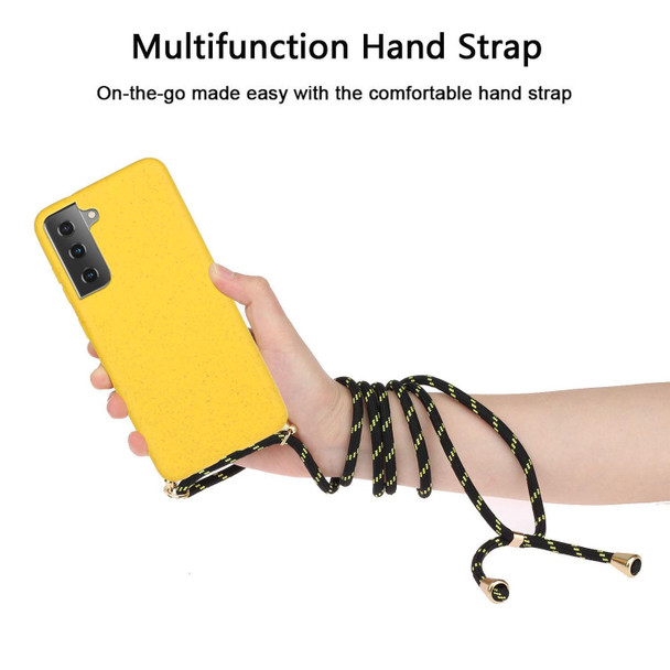 For Samsung Galaxy A34 5G Wheat Straw Material + TPU Phone Case with Lanyard(Yellow)