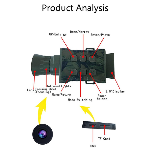 NV3000 Outdoor Hunting 4K HD Monocular Digital Night Vision Device(Camouflage)