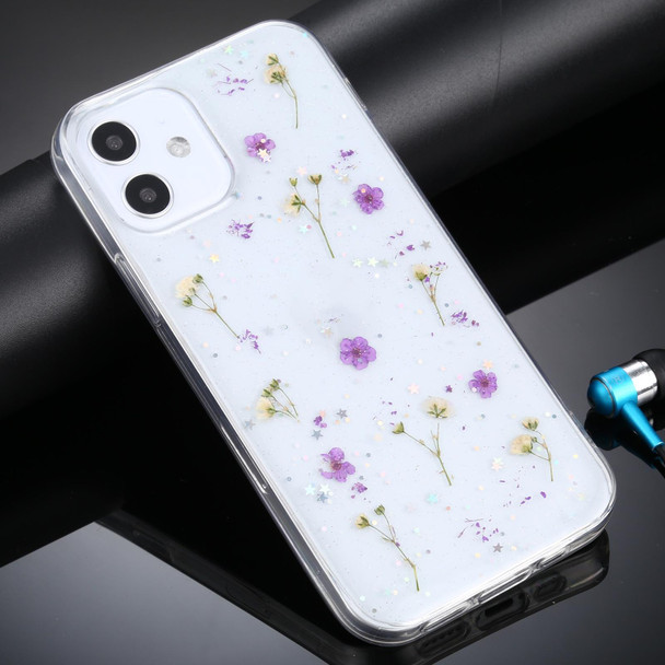 Gypsophila Flowers Pattern TPU Protective Case - iPhone 12 mini(Purple)