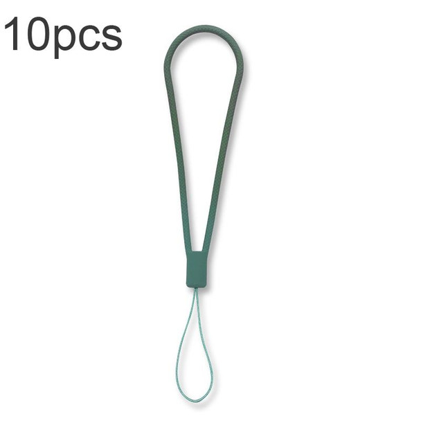 10pcs  Silicone Woven Pattern  Cell Phone Lanyard Anti-loss Hand Rope(Dark Night Green)