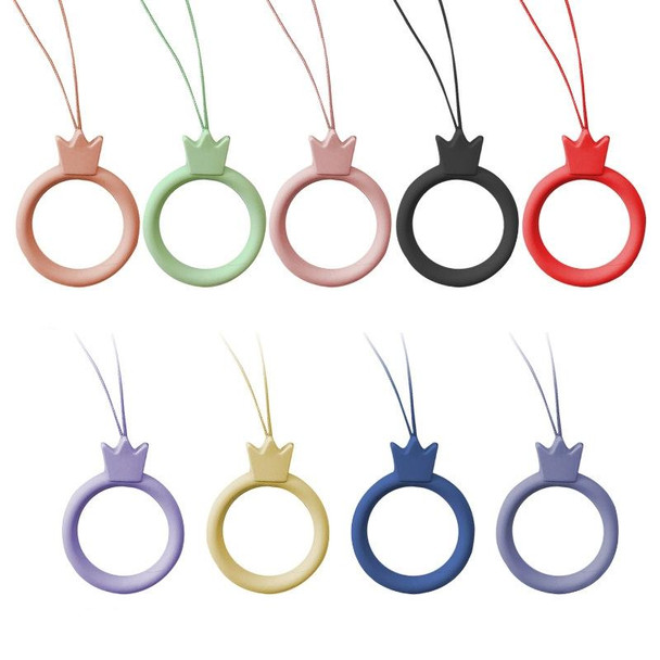 10pcs Crown Model Finger Ring Silicone Cell Phone Lanyard U Disk Rope(Dark Green)