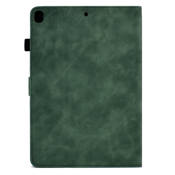 For Samsung Galaxy Tab A7 10.4 2020 T500 Peony Butterfly Embossed Leatherette Smart Tablet Case(Green)