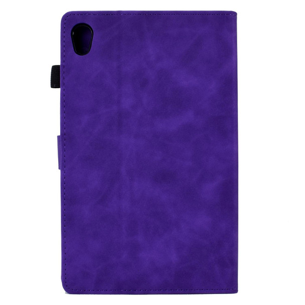 For Lenovo Tab M10 Gen 2 Peony Butterfly Embossed Leatherette Smart Tablet Case(Purple)