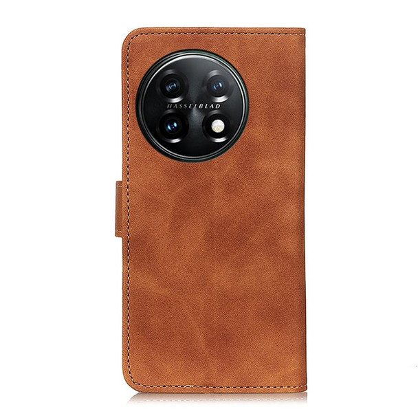For OnePlus 11 5G KHAZNEH Retro Texture Flip Leatherette Phone Case(Brown)