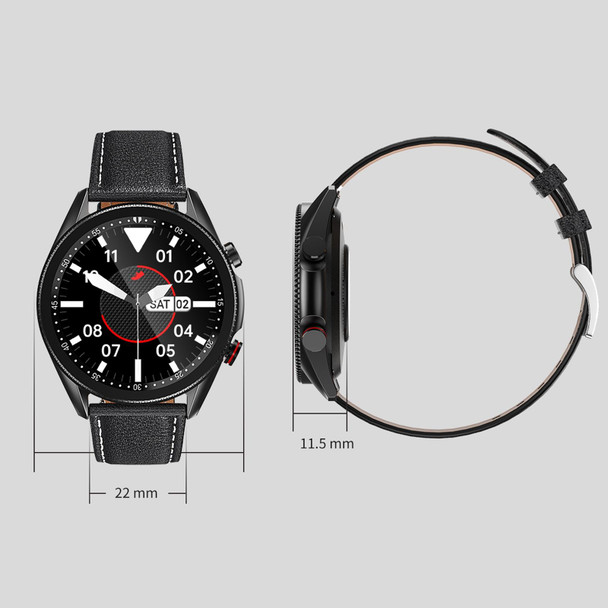 M98 1.28 inch IPS Color Screen IP67 Waterproof Smart Watch, Support Sleep Monitor / Heart Rate Monitor / Bluetooth Call, Style:Leather Strap(Black)
