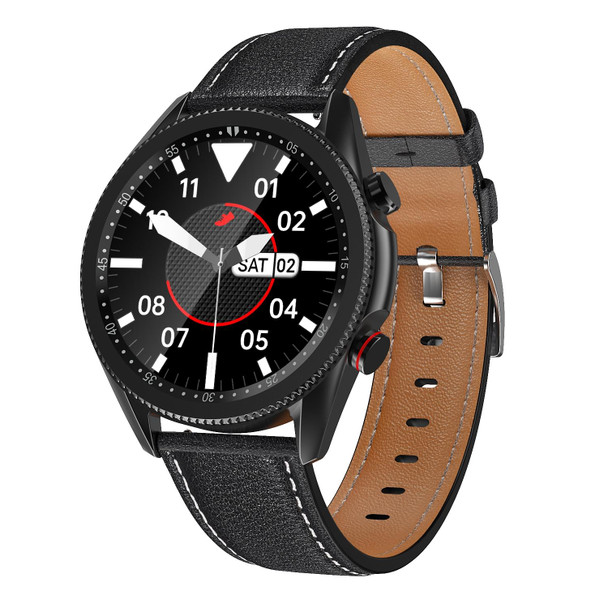 M98 1.28 inch IPS Color Screen IP67 Waterproof Smart Watch, Support Sleep Monitor / Heart Rate Monitor / Bluetooth Call, Style:Leather Strap(Black)
