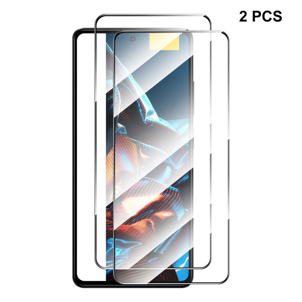 For Xiaomi Poco X5 2pcs ENKAY Hat-Prince Full Glue 0.26mm 9H 2.5D Tempered Glass Full Film