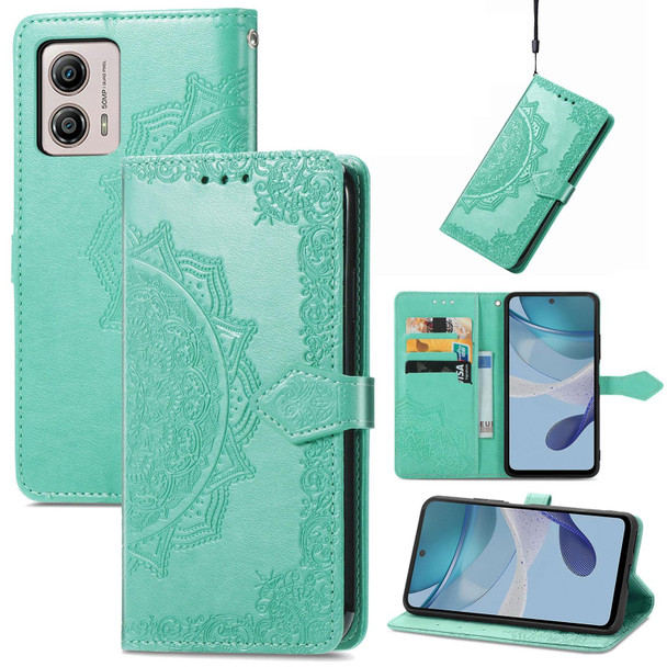 For Motorola  Moto G53 5G Mandala Flower Embossed Horizontal Flip Leatherette Phone Case(Green)