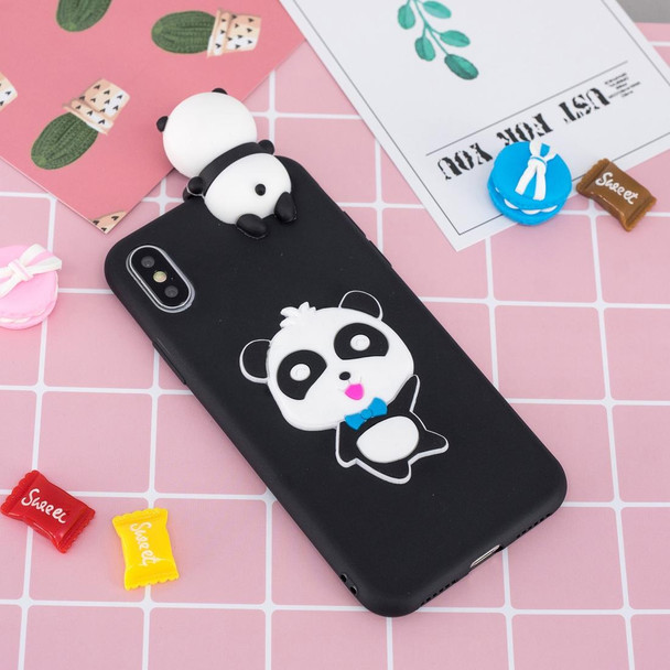 For iPhone XR 3D Cartoon Pattern Shockproof TPU Protective Case(Blue Bow Panda)