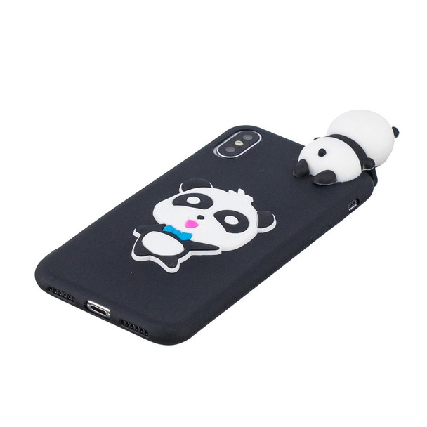 For iPhone XS / X 3D Cartoon Pattern Shockproof TPU Protective Case(Blue Bow Panda)