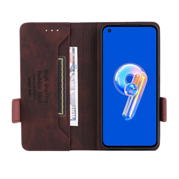 For Asus Zenfone 9 Magnetic Clasp Flip Leatherette Phone Case(Brown)