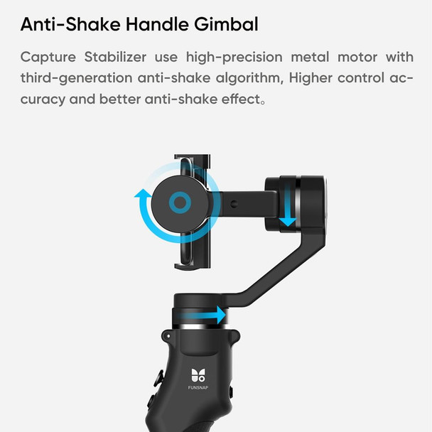 Funsnap Capture1 Outdoor Live Video Triaxial Handheld Gimbal Shooting Stabilizer(Black)