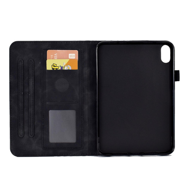 For iPad mini 6 Rhombus Embossed Leatherette Smart Tablet Case(Black)