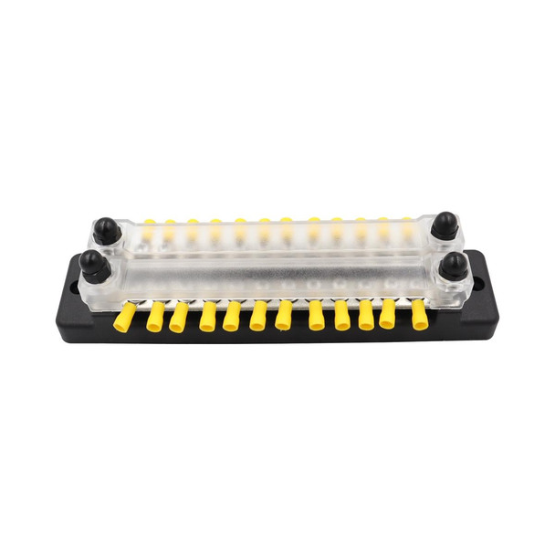 CP-3025 150A 12-48V RV Yacht Double-row 12-way Busbar with 28pcs Terminals(Black)