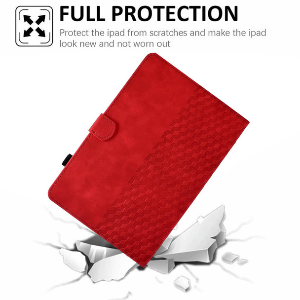 For Samsung Galaxy Tab A7 T500 / T505 2020 Rhombus Embossed Leatherette Smart Tablet Case(Red)