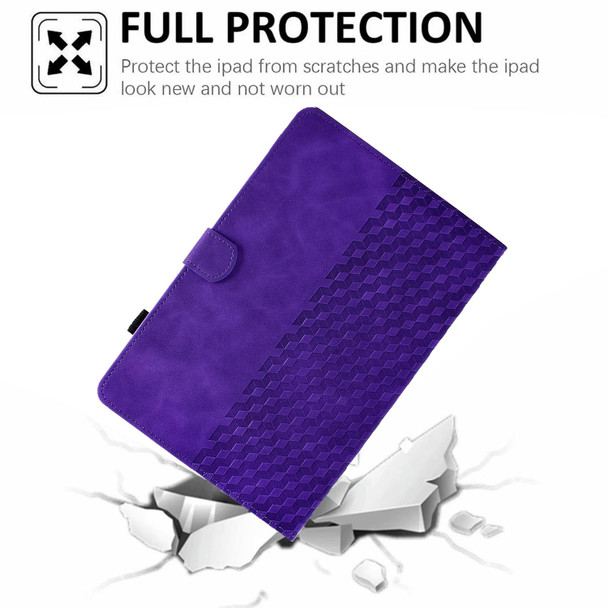 For Samsung Galaxy Tab S6 Lite P610 / P615 Rhombus Embossed Leatherette Smart Tablet Case(Purple)